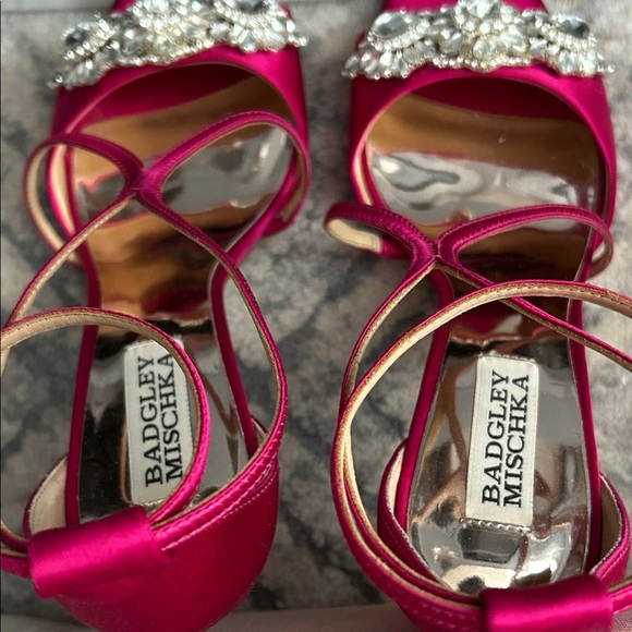 Badgley Mischka Fuchsia Embellished Heels - Picture 10 of 13